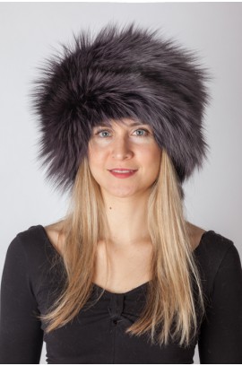 Dark blue fox fur hat